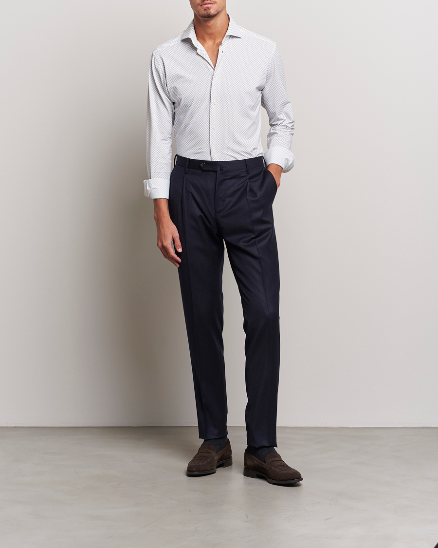 Herren | Hemden | Eton | Slim Fit Four Way Stretch Printed Shirt Beige