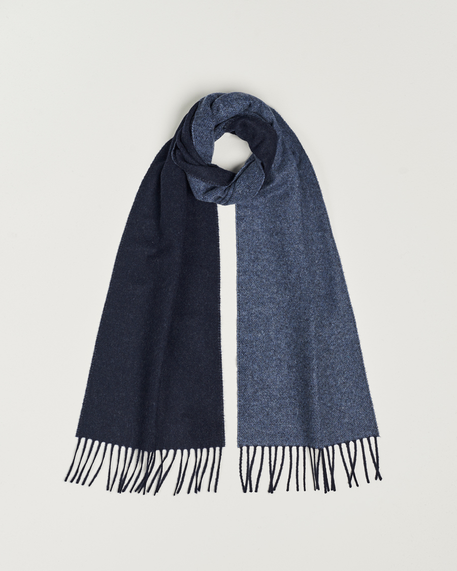 Herren | Eton Wool Two-Faced Scarf Navy/Blue | Eton | Wool Two-Faced Scarf Navy/Blue