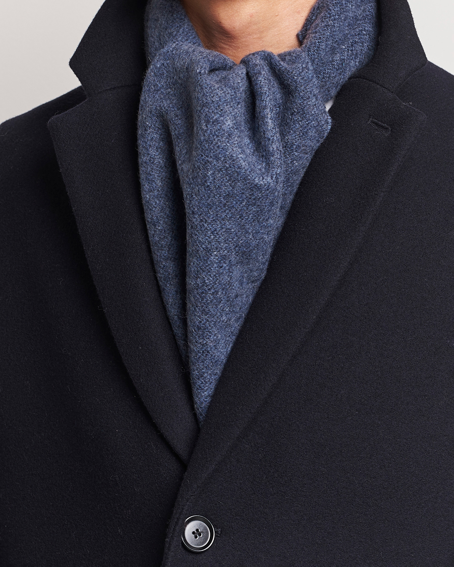 Herren | Eton Wool Two-Faced Scarf Navy/Blue | Eton | Wool Two-Faced Scarf Navy/Blue