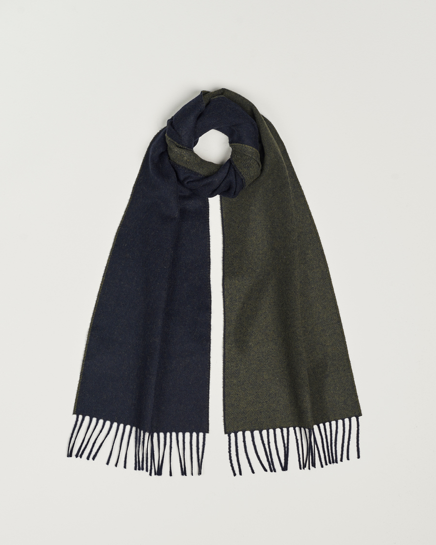 Herren | Eton Wool Two-Faced Scarf Green/Navy | Eton | Wool Two-Faced Scarf Green/Navy