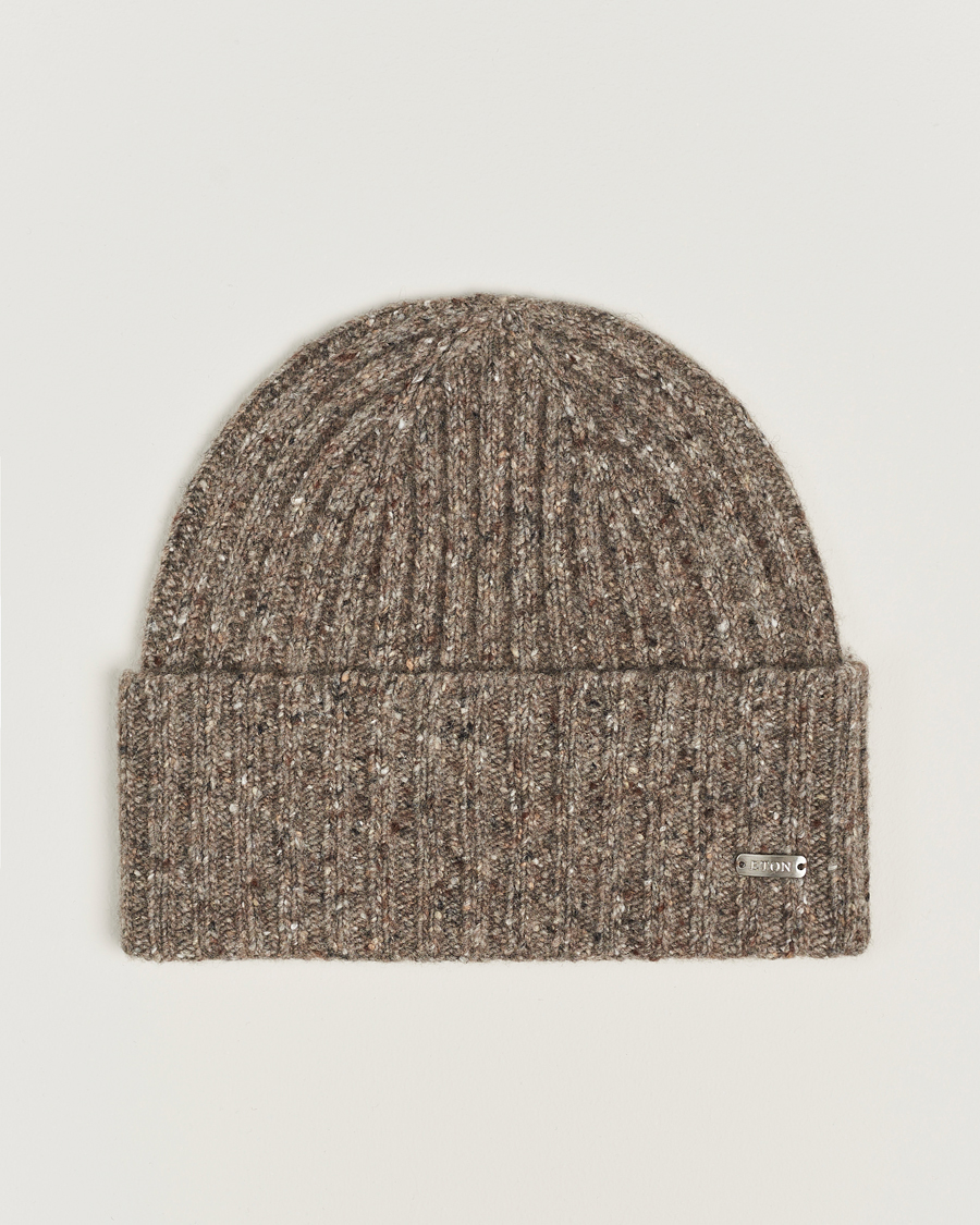 Herren | Eton Wool Blend Donegal Beanie Beige | Eton | Wool Blend Donegal Beanie Beige