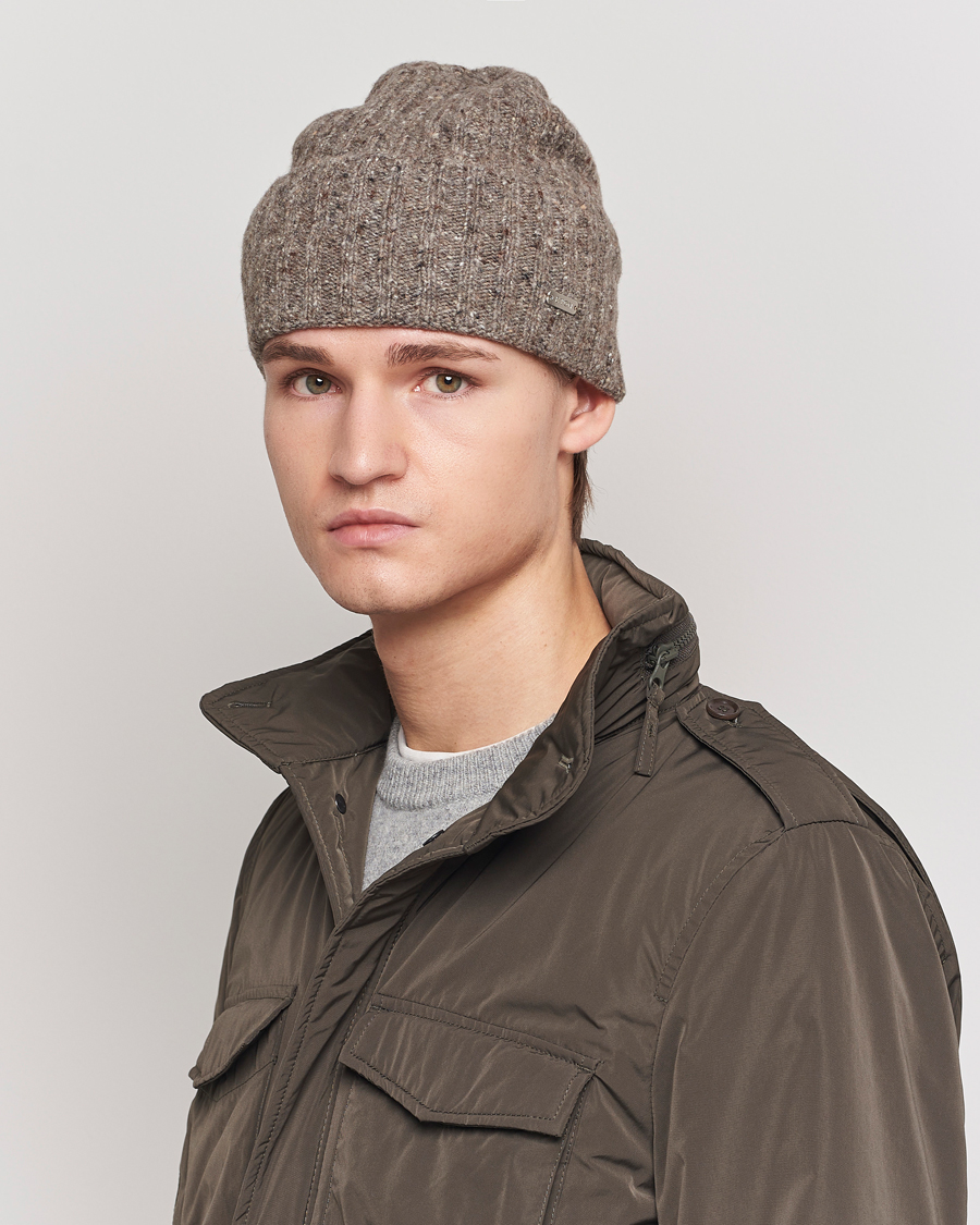 Herren | Eton Wool Blend Donegal Beanie Beige | Eton | Wool Blend Donegal Beanie Beige
