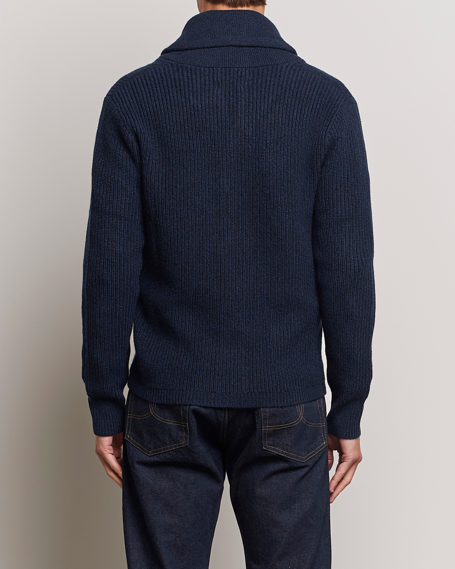 Herren | Pullover | RRL | Recycled Cashmere Shawl Cardigan Navy Heather