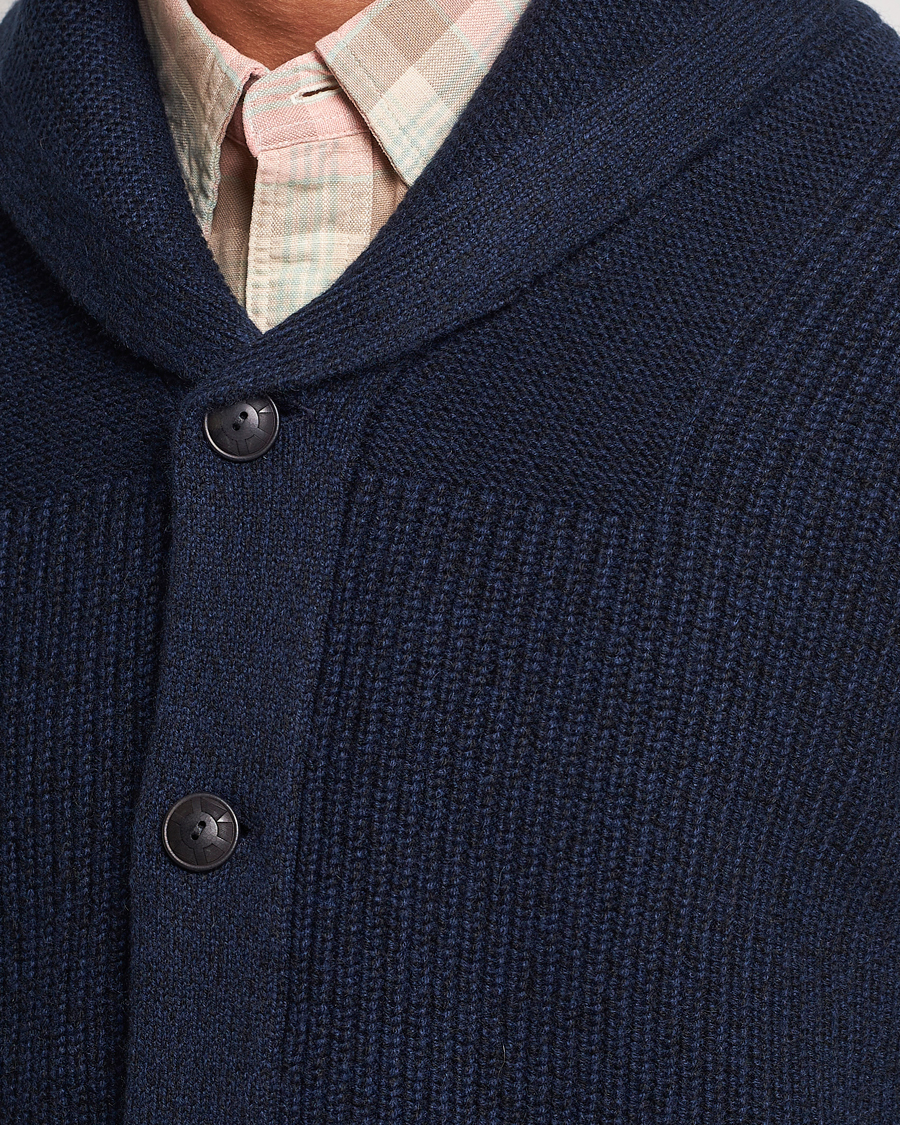 Herren | Pullover | RRL | Recycled Cashmere Shawl Cardigan Navy Heather