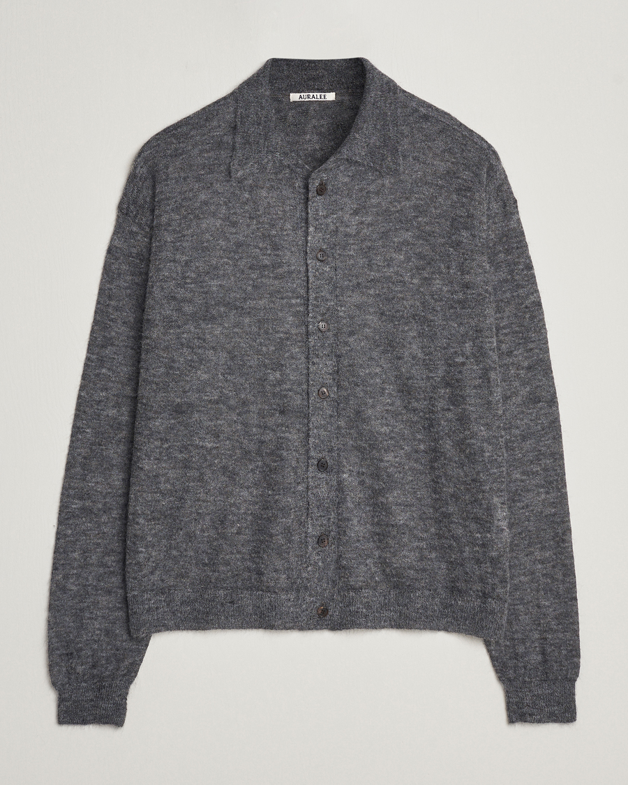 Herren | Pullover | Auralee | Kid Mohair Knit Cardigan Charcoal