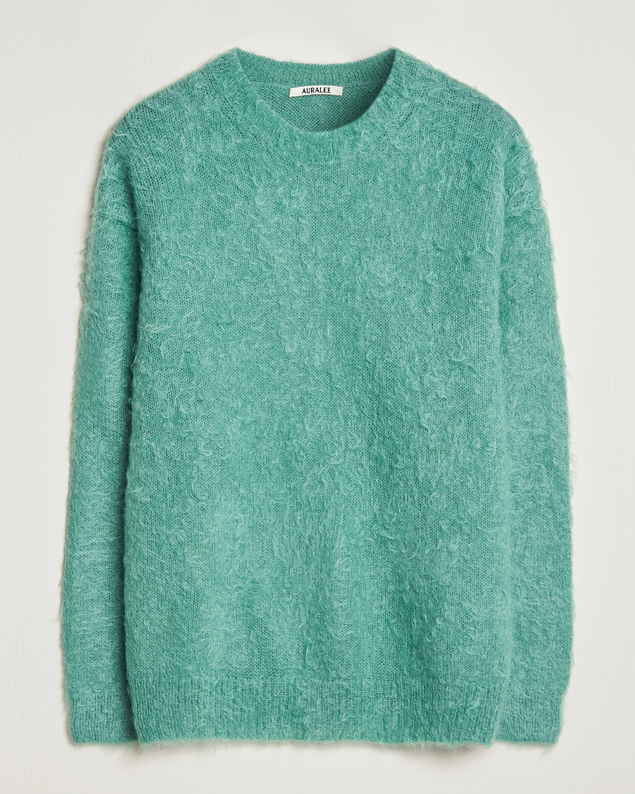 Herren | Pullover | Auralee | Brushed Mohair Pullover Jade Green