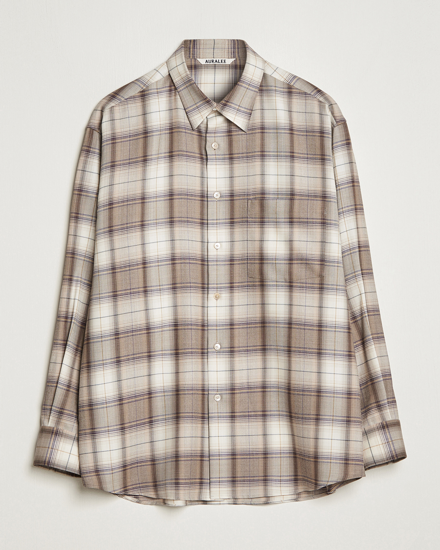 Herren | Hemden | Auralee | Super Light Wool Shirt Brown Check