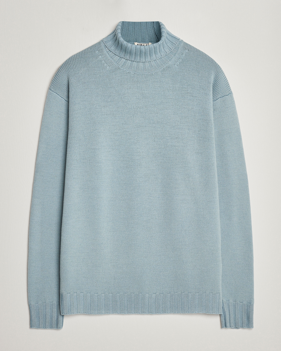 Herren | Pullover | Auralee | Washed French Merino Rollneck Light Blue