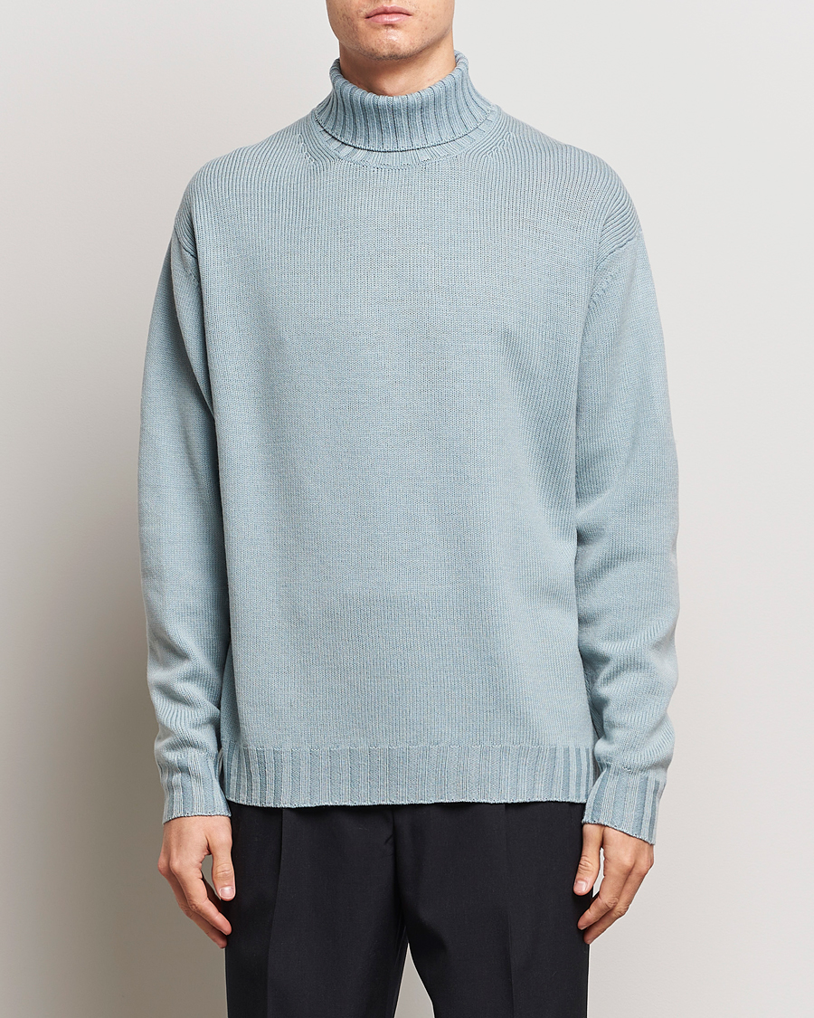 Herren | Pullover | Auralee | Washed French Merino Rollneck Light Blue