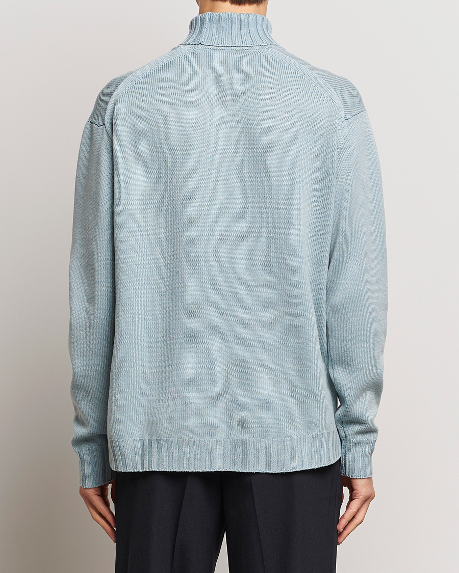 Herren | Pullover | Auralee | Washed French Merino Rollneck Light Blue