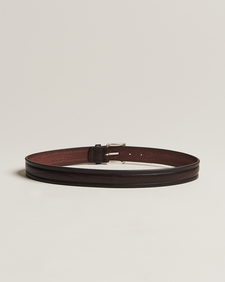 Herren | Orciani Vachetta Stitched Belt 3,5 cm Dark Brown | Orciani | Vachetta Stitched Belt 3,5 cm Dark Brown