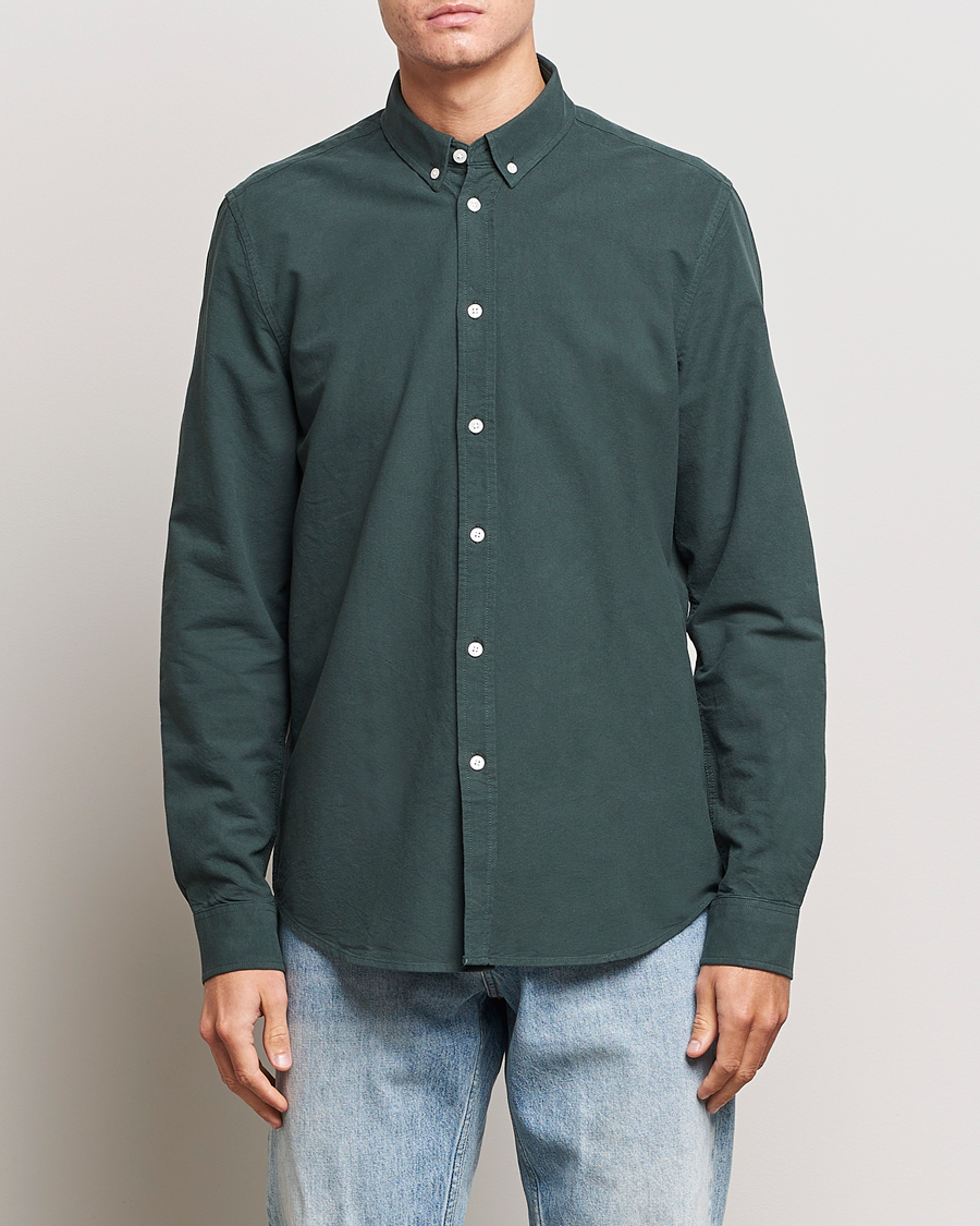 Herren | Oxfordhemden | Samsøe & Samsøe | Liam Striped Button Down Shirt  Darkest Spruce
