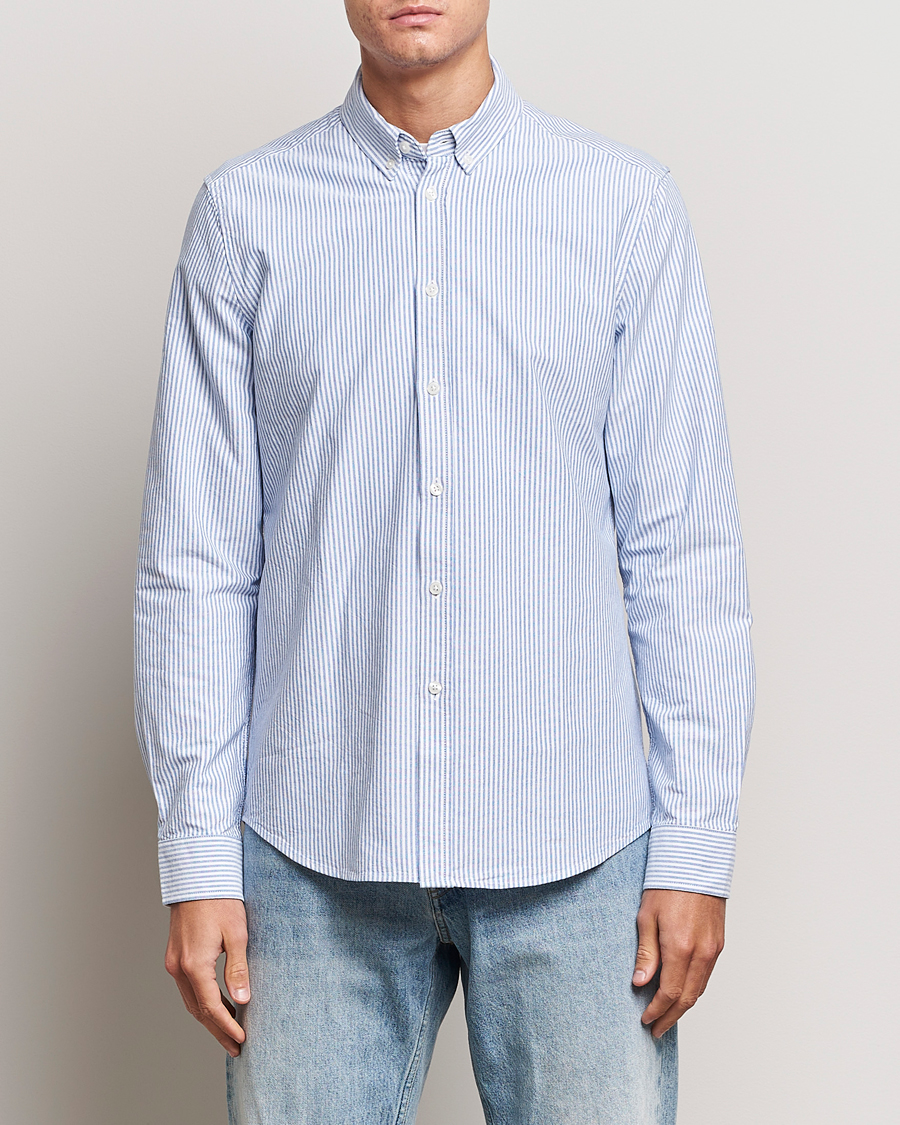 Herren |  | Samsøe & Samsøe | Liam Striped Button Down Shirt  Blue/White