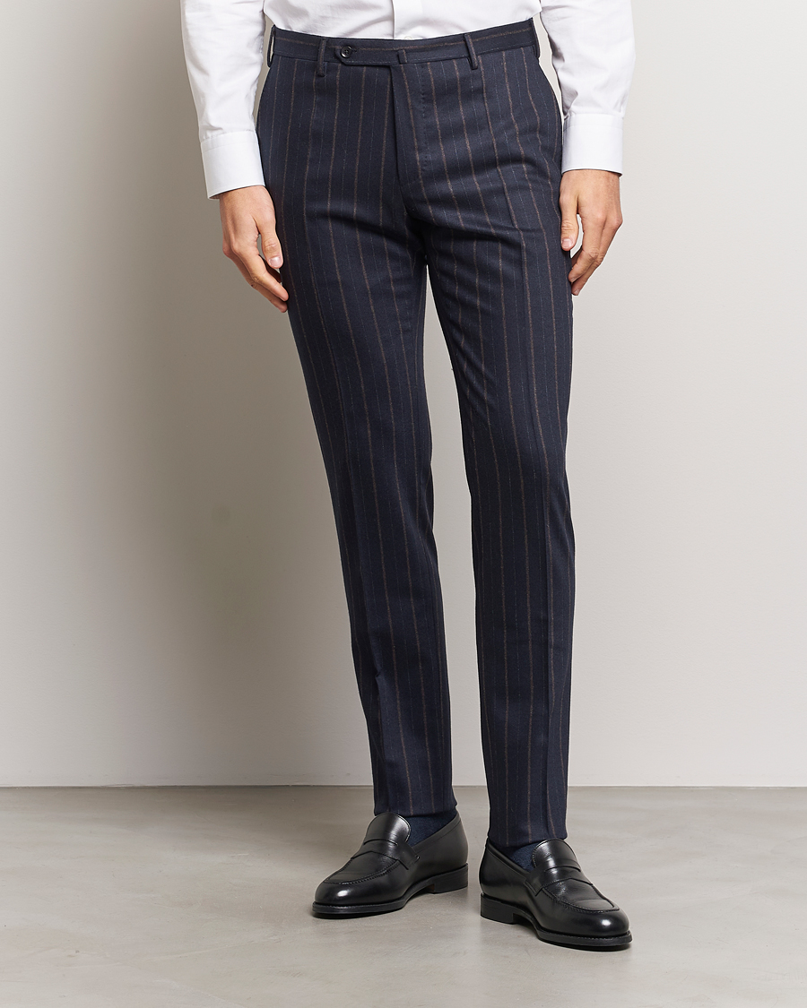 Herren | Hosen | Incotex | Wool/Cashmere Stretch Pinstripe Trousers Navy