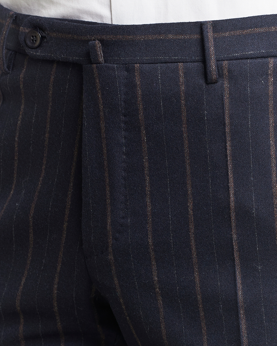 Herren | Hosen | Incotex | Wool/Cashmere Stretch Pinstripe Trousers Navy