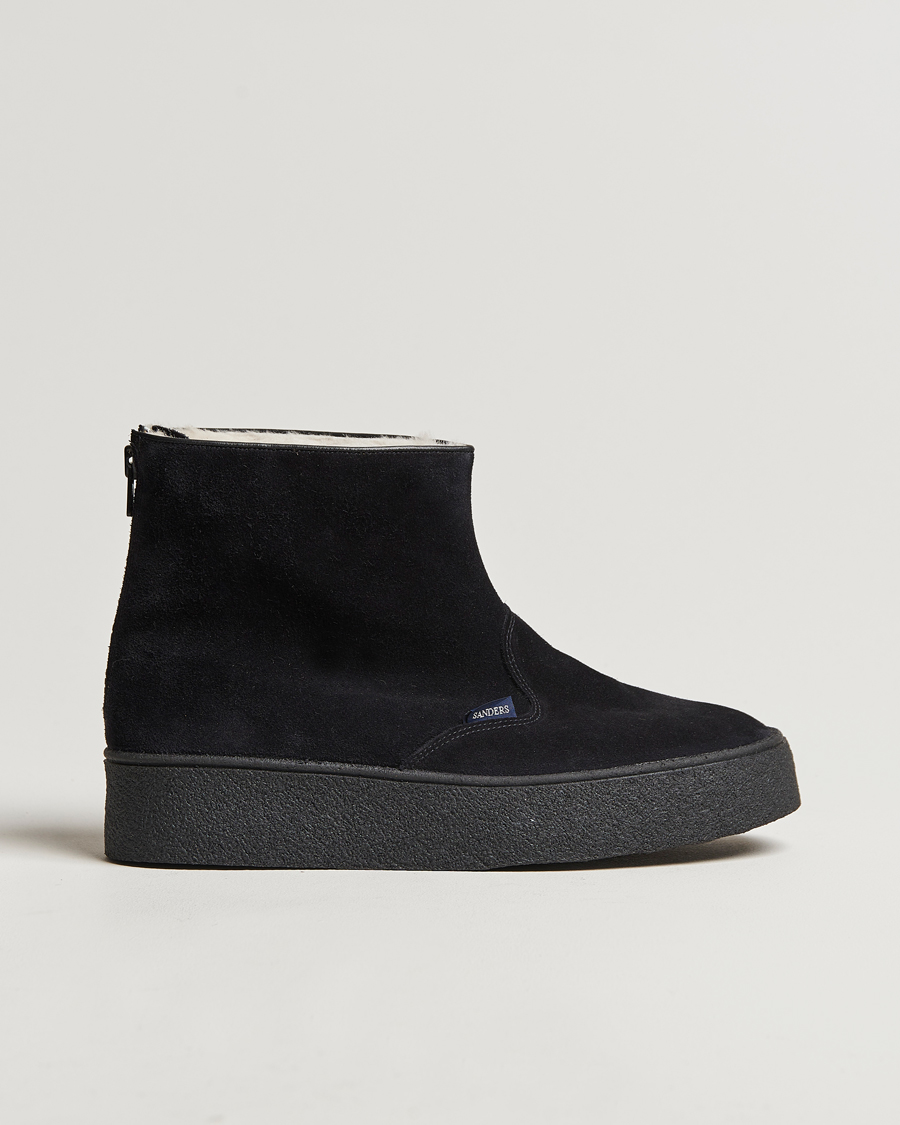 Herren | Boots | Sanders | Sherling Lined Suede Curling Boot Black