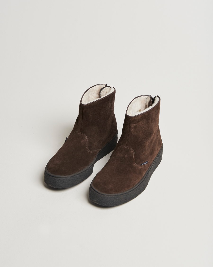 Herren | Sanders Sherling Lined Suede Curling Boot Chocolate | Sanders | Sherling Lined Suede Curling Boot Chocolate