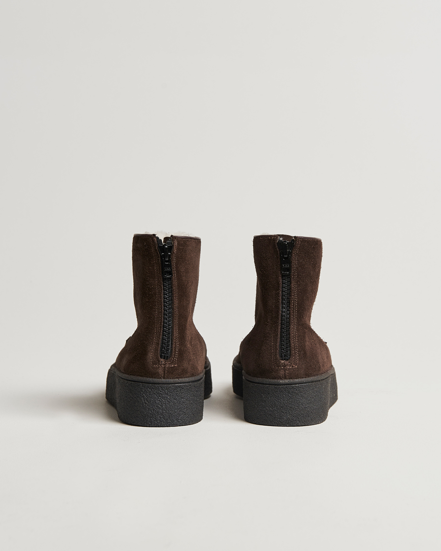 Herren | Sanders Sherling Lined Suede Curling Boot Chocolate | Sanders | Sherling Lined Suede Curling Boot Chocolate