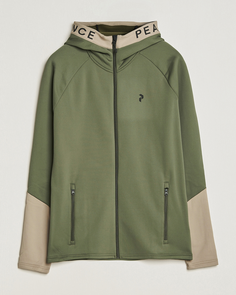Herren | Pullover | Peak Performance | Rider Hooded Full Zip Pine Needle/Avid Beige