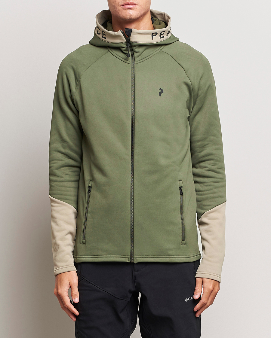 Herren | Pullover | Peak Performance | Rider Hooded Full Zip Pine Needle/Avid Beige