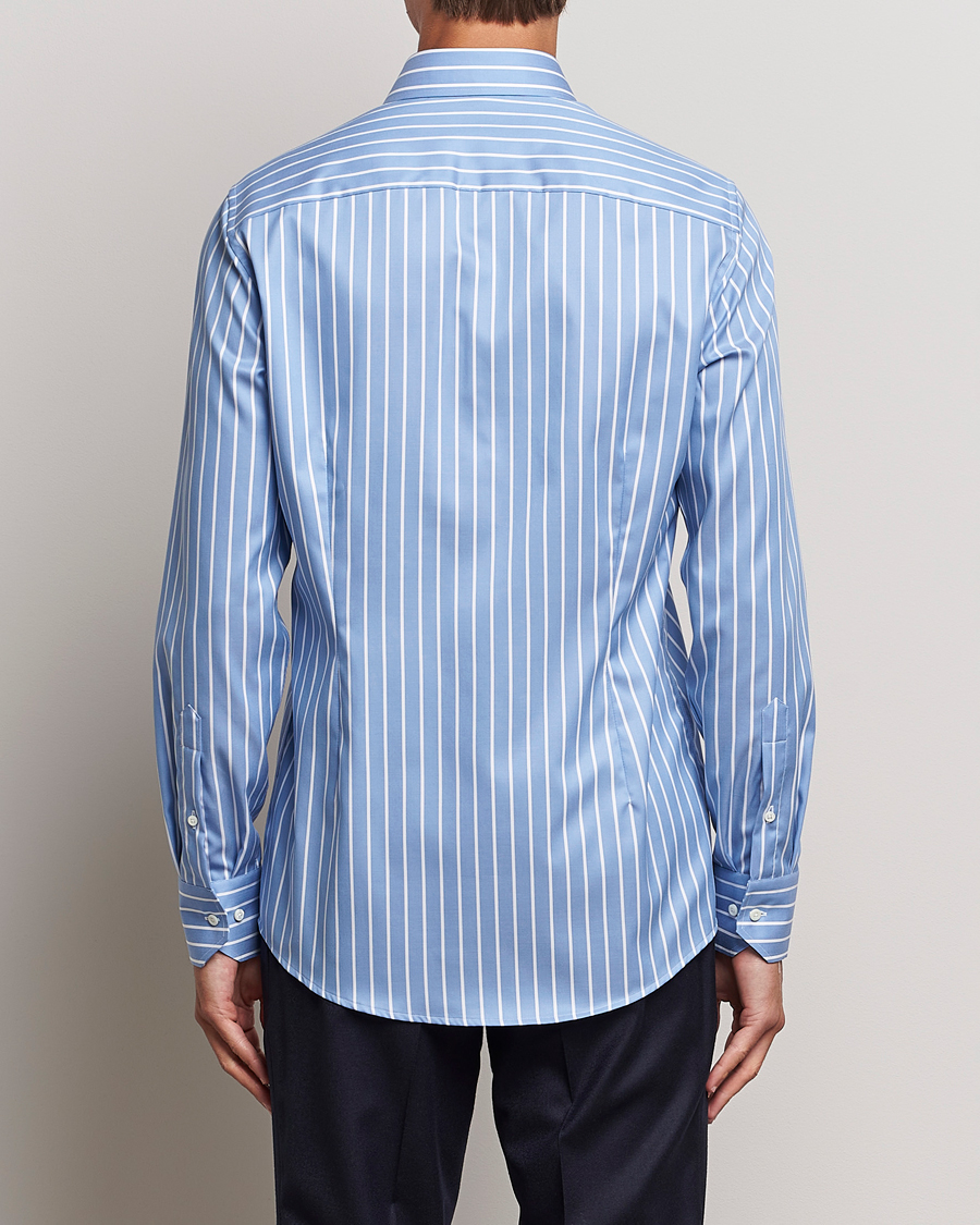 Herren | Hemden | Stenströms | Slimline Striped Cut Away Shirt Blue