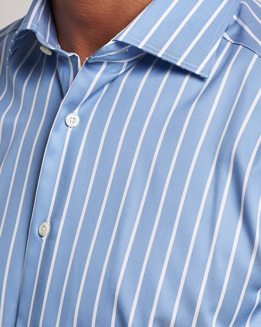 Herren | Hemden | Stenströms | Slimline Striped Cut Away Shirt Blue