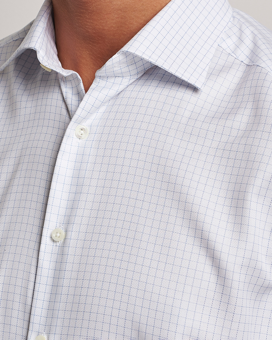 Herren | Hemden | Stenströms | Slimline Thin Check Cut Away Shirt White