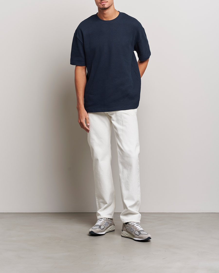 Herren | T-Shirts | Samsøe Samsøe | Samsøe & Samsøe Dino Waffle Knitted Crew Neck T-Shirt Salute Navy