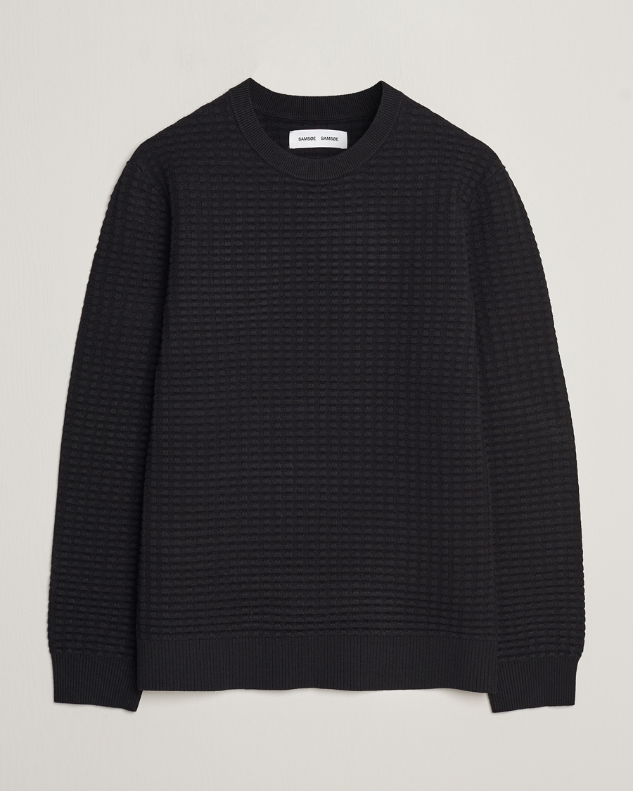 Herren | Pullover | Samsøe Samsøe | Samsøe & Samsøe Jules Waffle Knitted Crew Neck Black