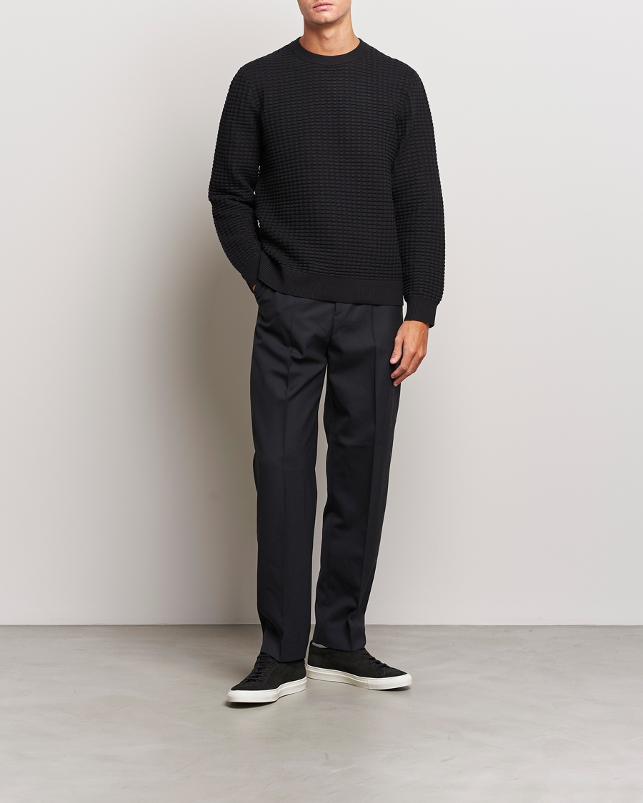 Herren | Pullover | Samsøe Samsøe | Samsøe & Samsøe Jules Waffle Knitted Crew Neck Black