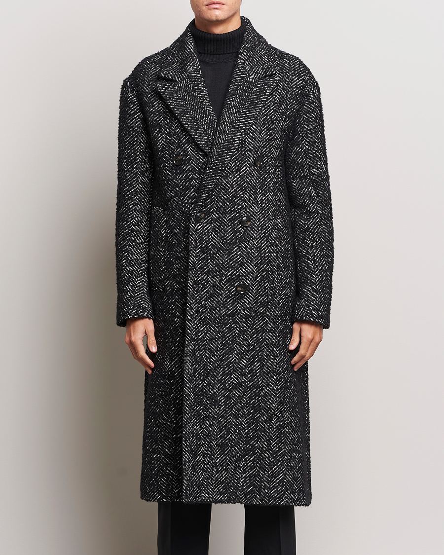 Herren | Jacken | J.Lindeberg | Willy Herringbone Oversize Coat Black Melange