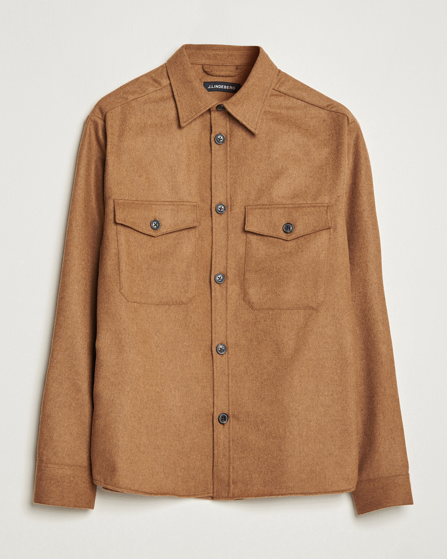 Herren | Hemden | J.Lindeberg | Flat Wool Overshirt Chipmunk