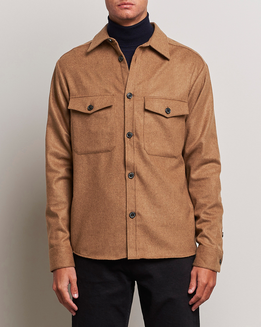Herren | Hemden | J.Lindeberg | Flat Wool Overshirt Chipmunk