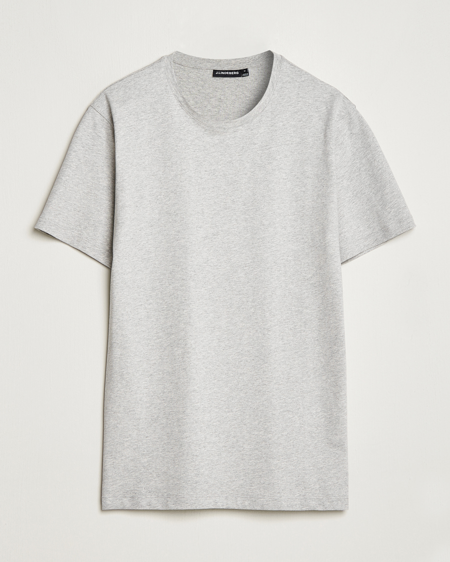 Herren | T-Shirts | J.Lindeberg | Sid Cotton Crew Neck Tee Light Grey Mel