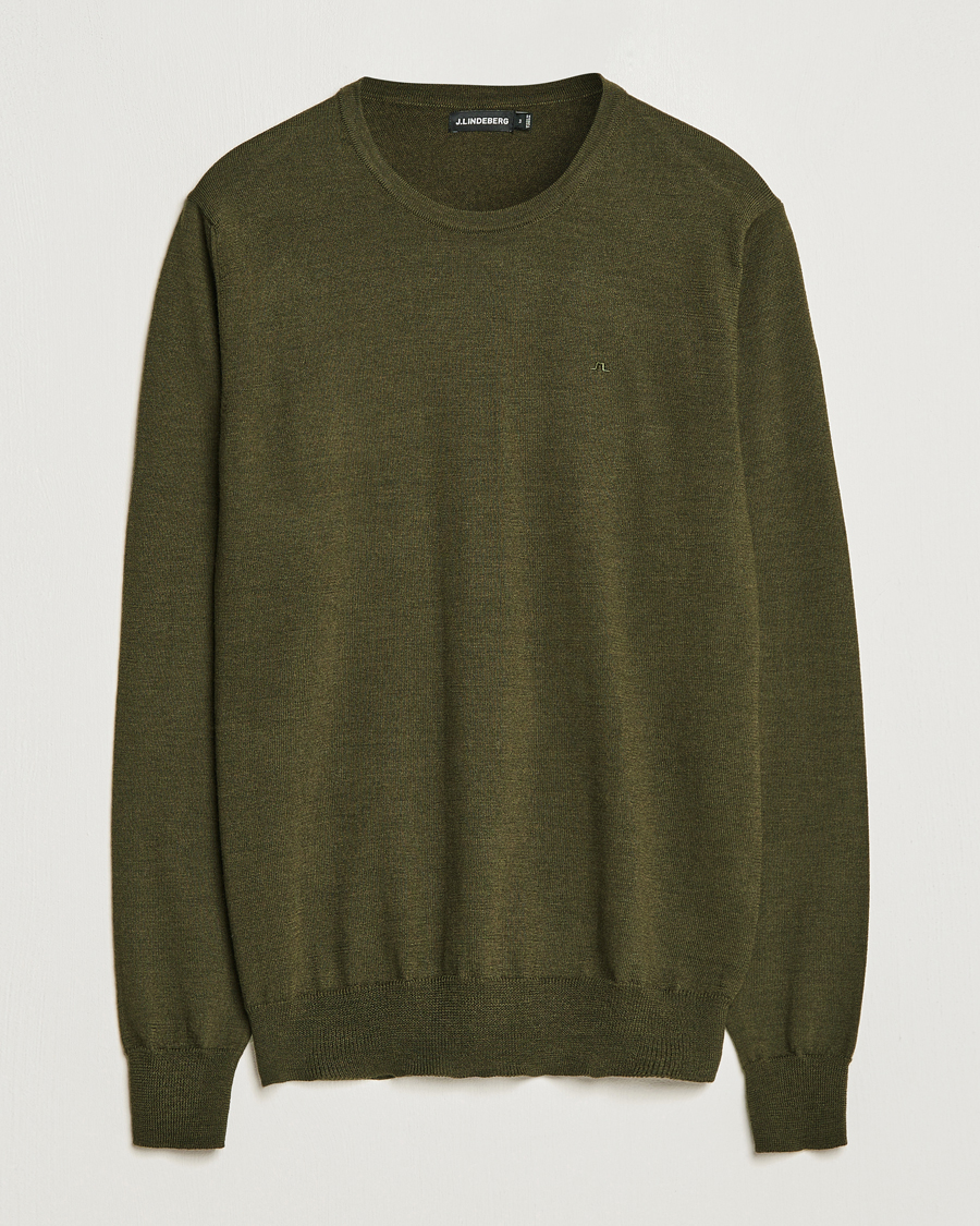 Herren | Pullover | J.Lindeberg | Lyle True Merino Crew Neck Pullover Forest Green