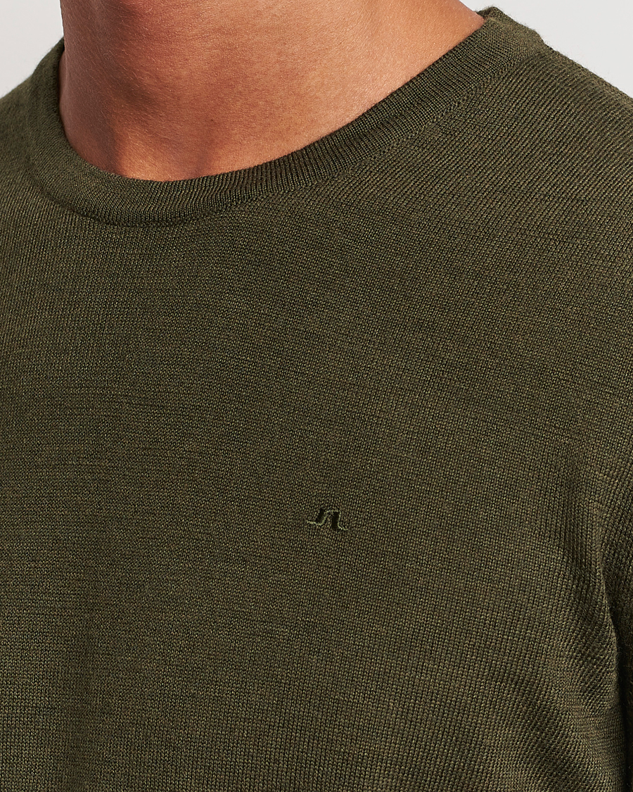 Herren | Pullover | J.Lindeberg | Lyle True Merino Crew Neck Pullover Forest Green