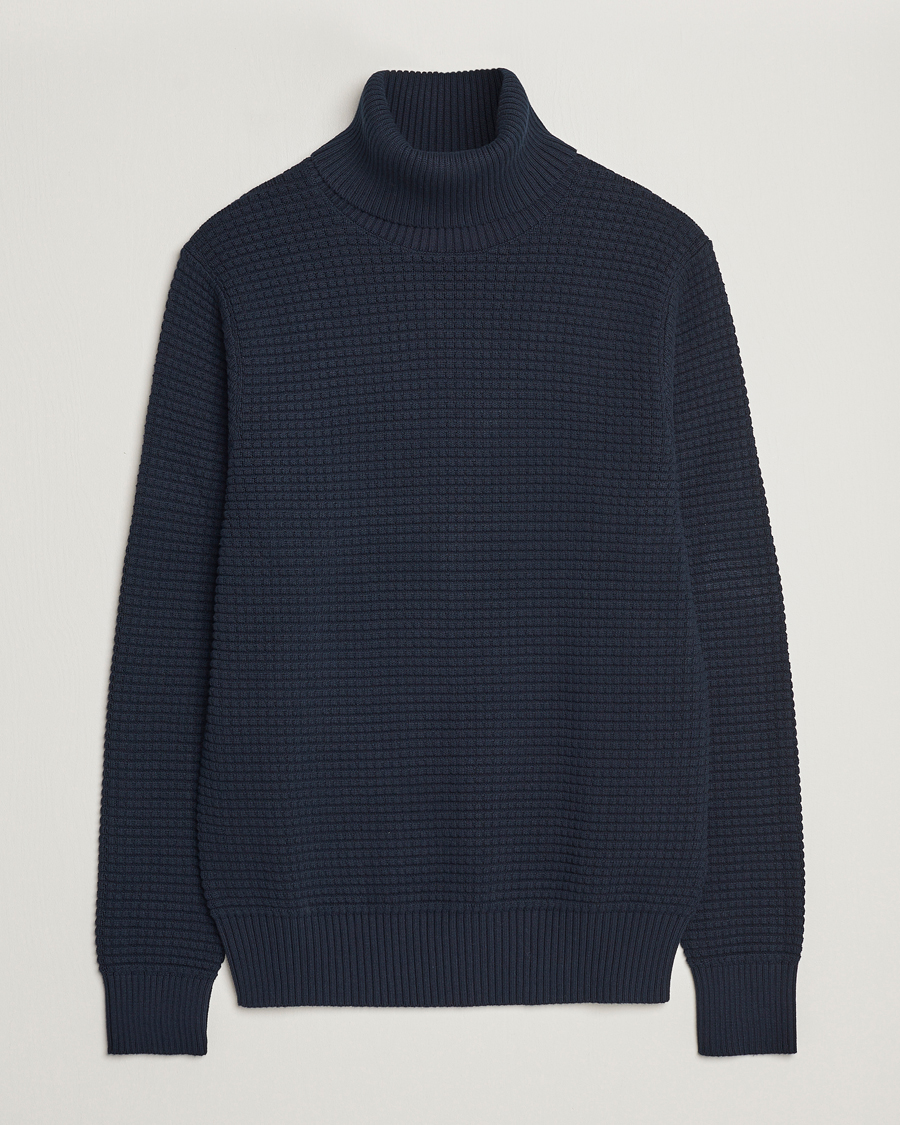 Herren | Pullover | J.Lindeberg | Olivero Cotton Turtle Sweater Navy