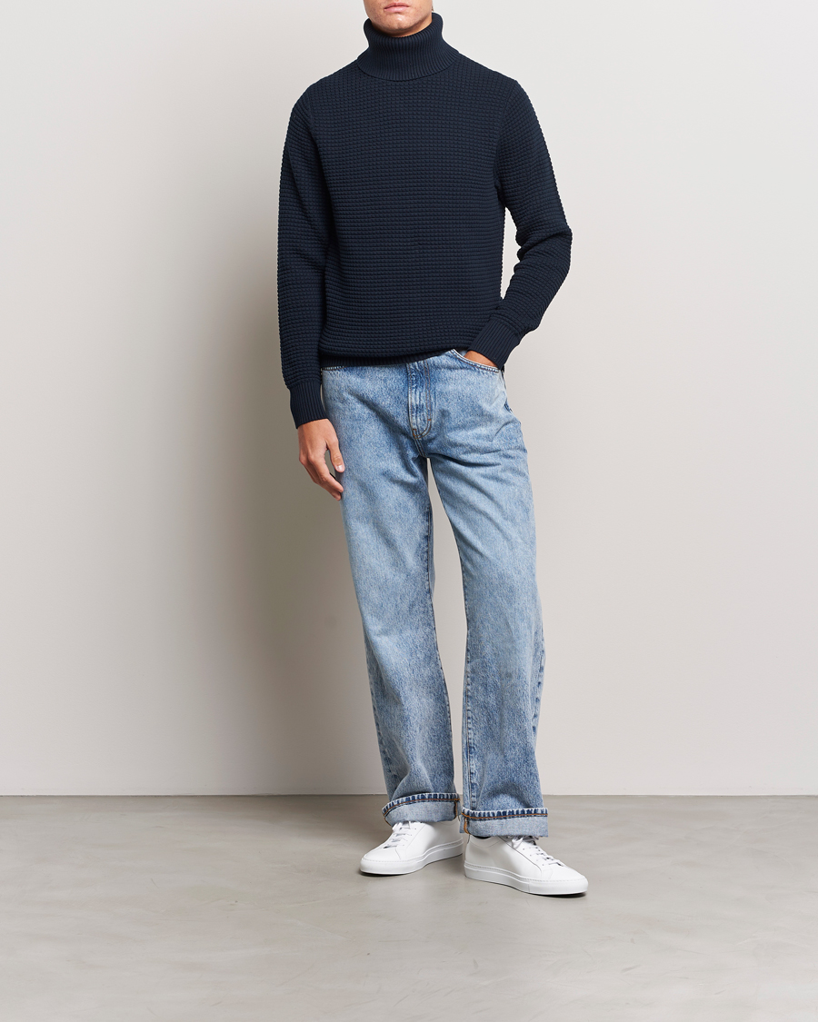 Herren | Pullover | J.Lindeberg | Olivero Cotton Turtle Sweater Navy