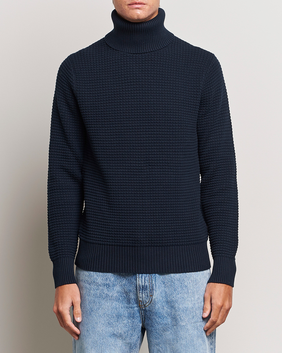 Herren | Rollkragenpullover | J.Lindeberg | Olivero Cotton Turtle Sweater Navy