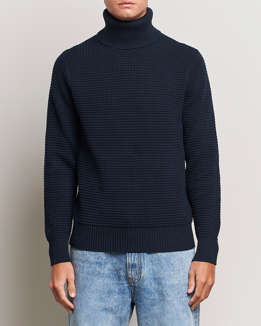 Herren | Pullover | J.Lindeberg | Olivero Cotton Turtle Sweater Navy