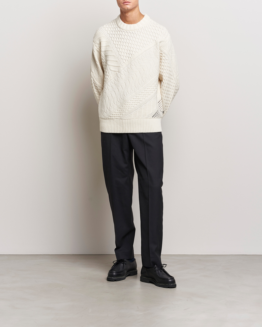 Herren | Pullover | J.Lindeberg | Savio Cable Knit Mock Neck Cloud White