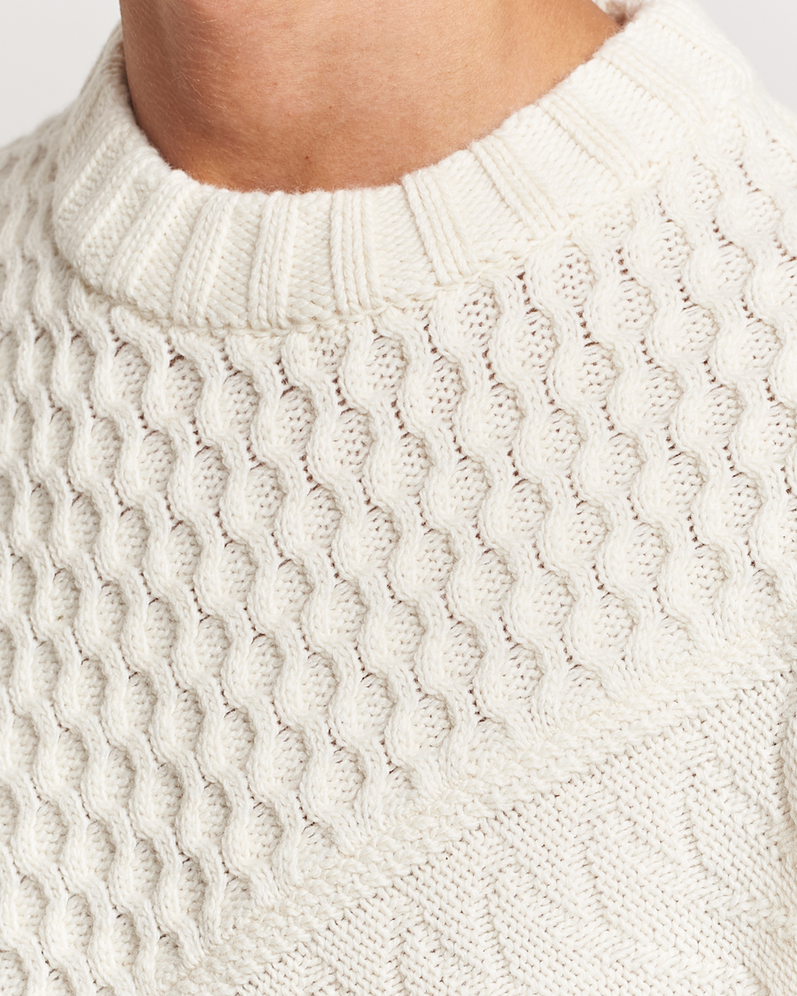 Herren | Pullover | J.Lindeberg | Savio Cable Knit Mock Neck Cloud White