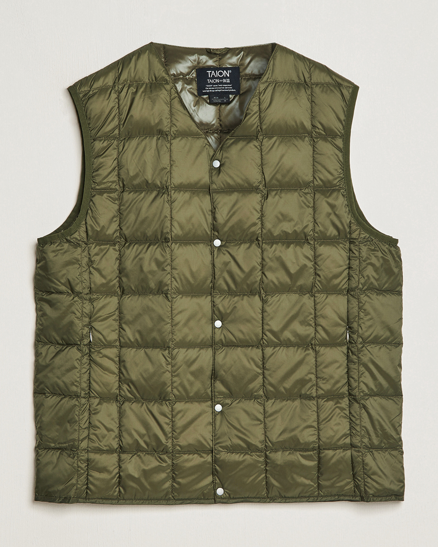 Herren | Jacken | TAION | V-Neck Lightweight Down Vest Dark Olive