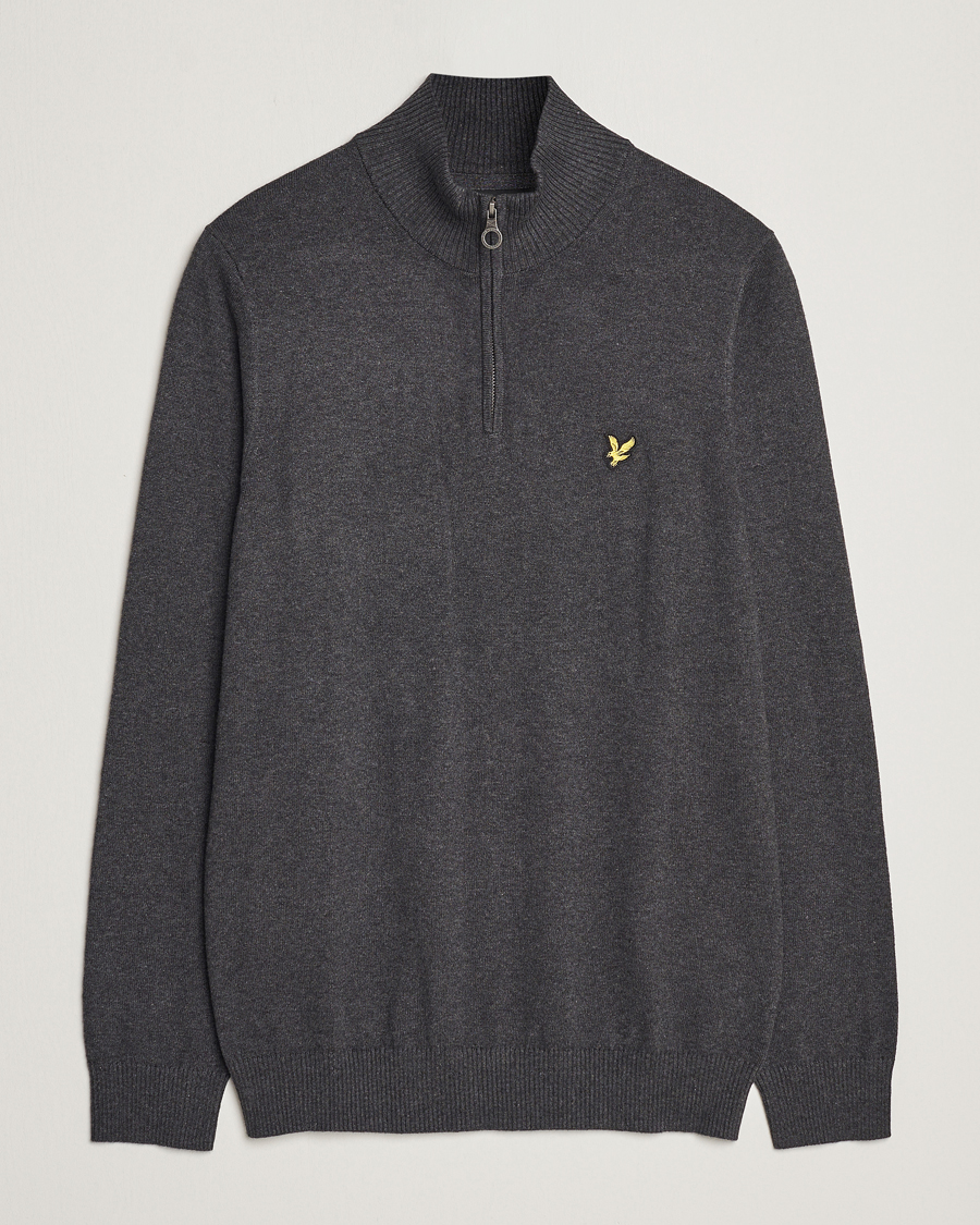 Herren | Pullover | Lyle & Scott | Cotton/Merino Half Zip Charcoal Marl