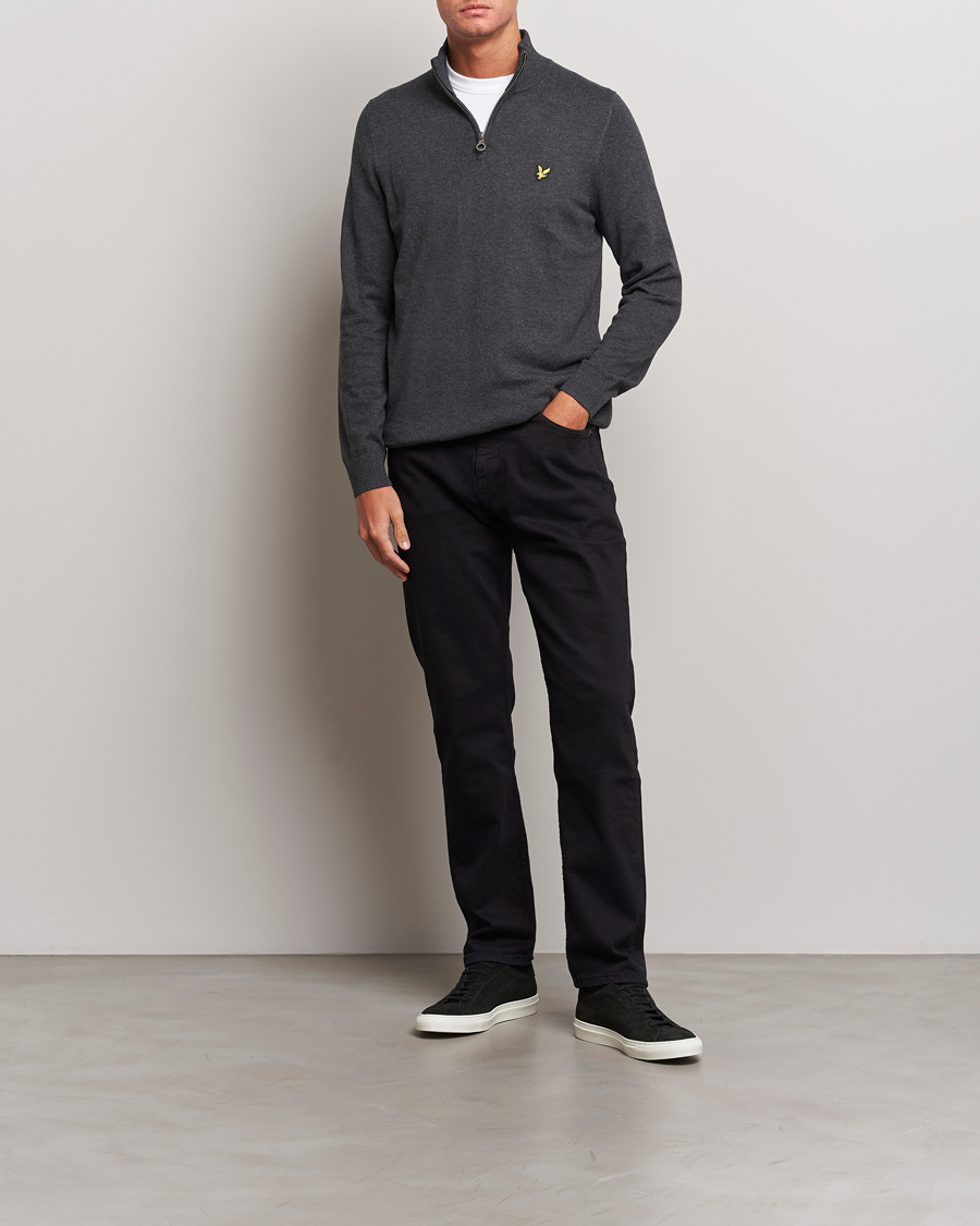 Herren | Pullover | Lyle & Scott | Cotton/Merino Half Zip Charcoal Marl