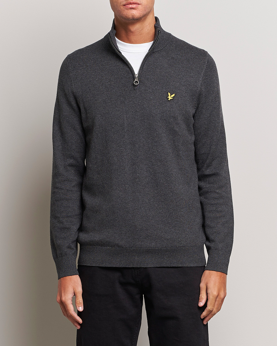 Herren | Pullover | Lyle & Scott | Cotton/Merino Half Zip Charcoal Marl