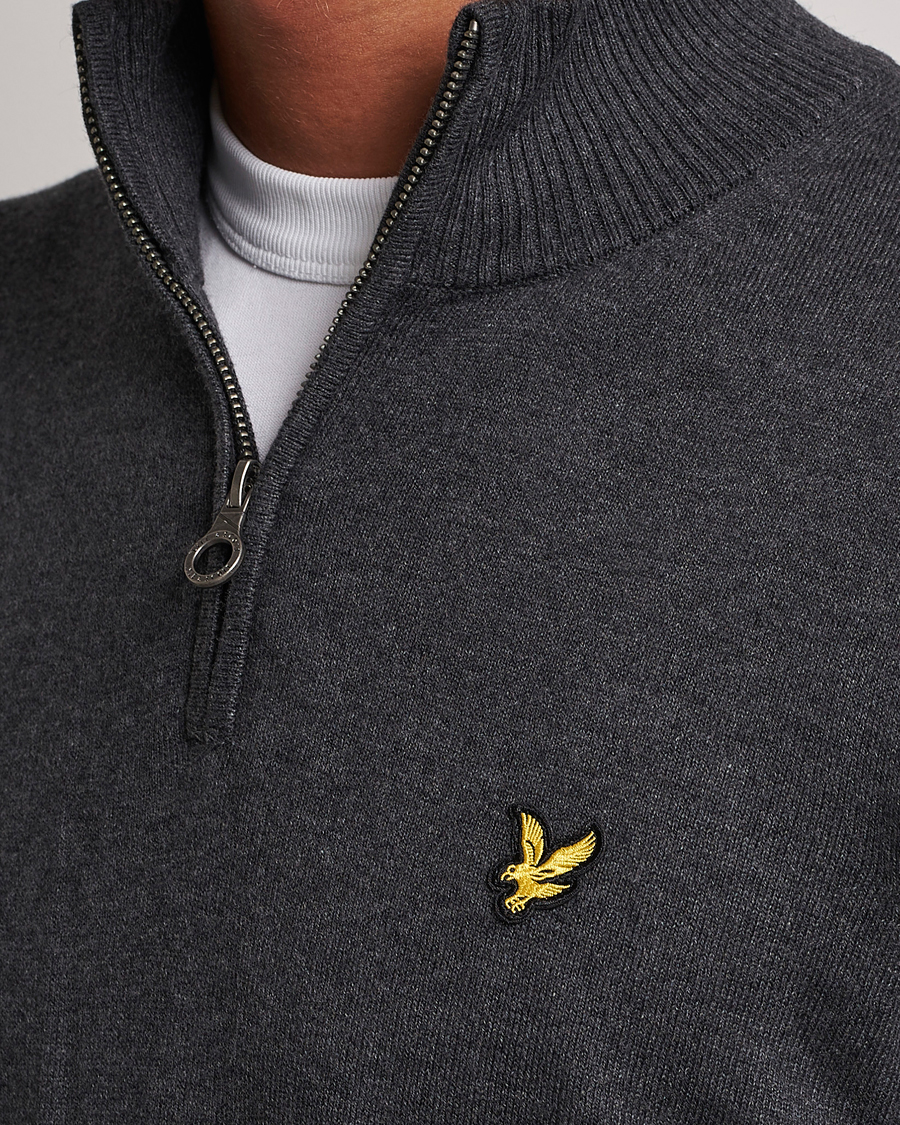 Herren | Pullover | Lyle & Scott | Cotton/Merino Half Zip Charcoal Marl