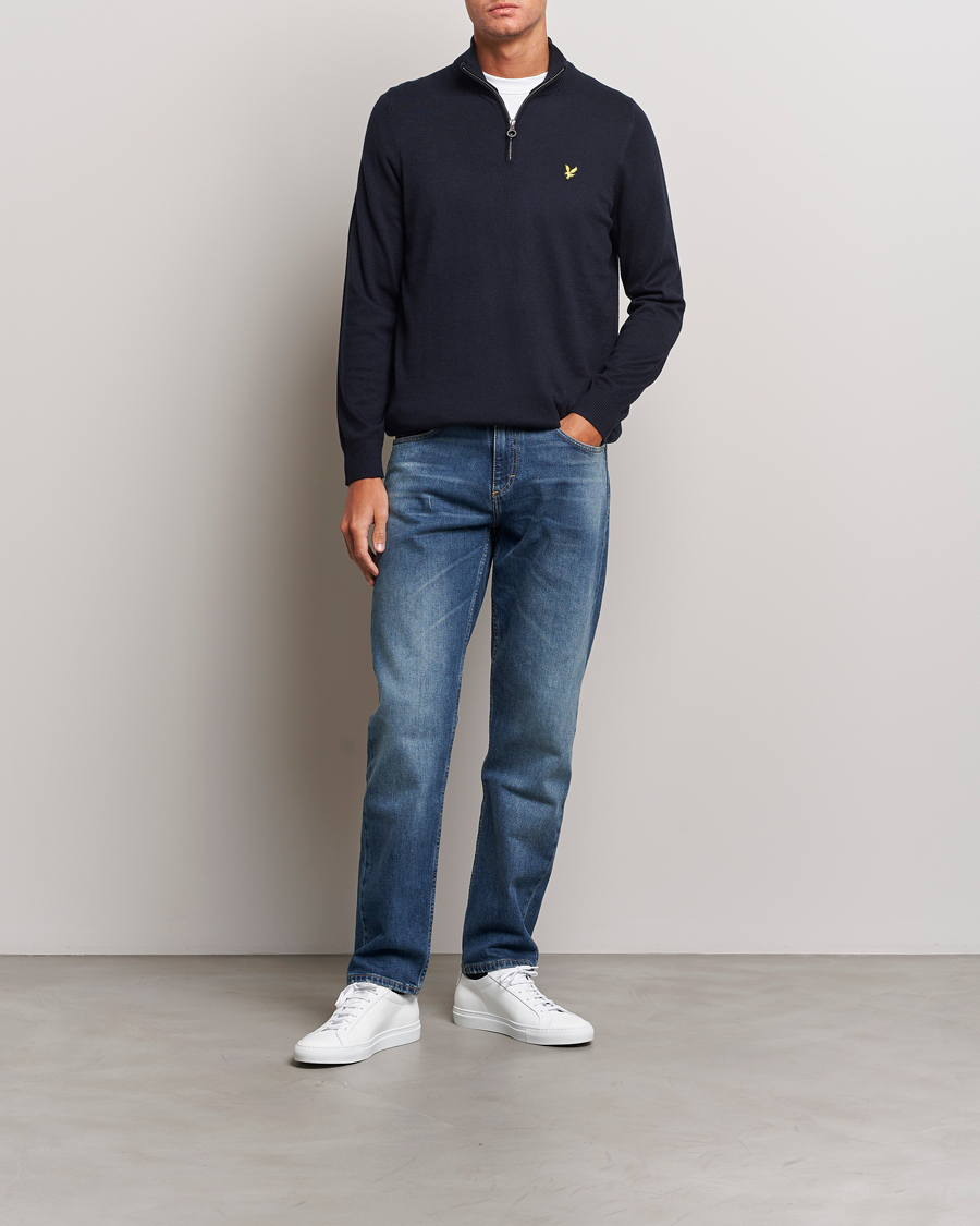 Herren | Pullover | Lyle & Scott | Cotton/Merino Half Zip Dark Navy