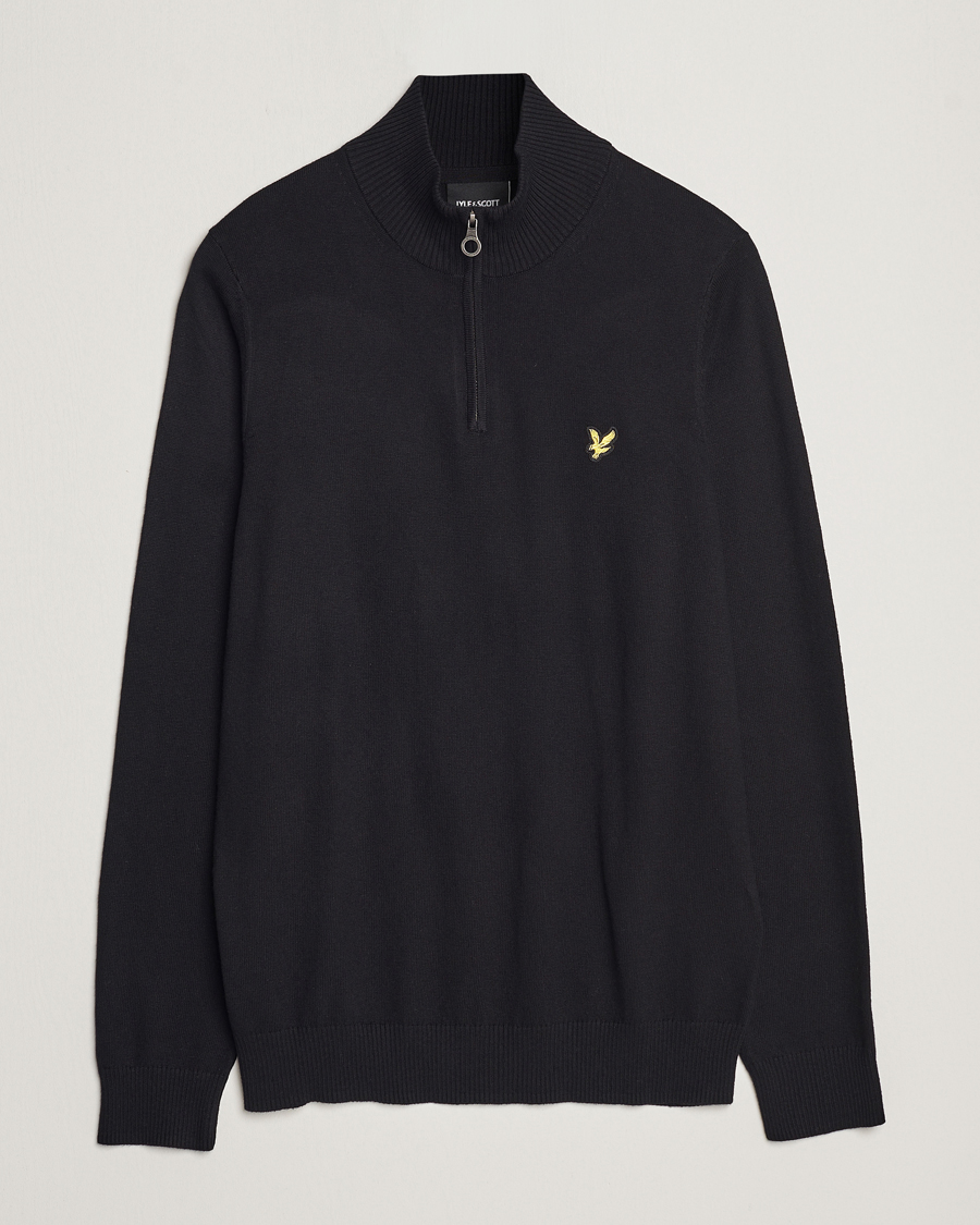 Herren | Pullover | Lyle & Scott | Cotton/Merino Half Zip Jet Black
