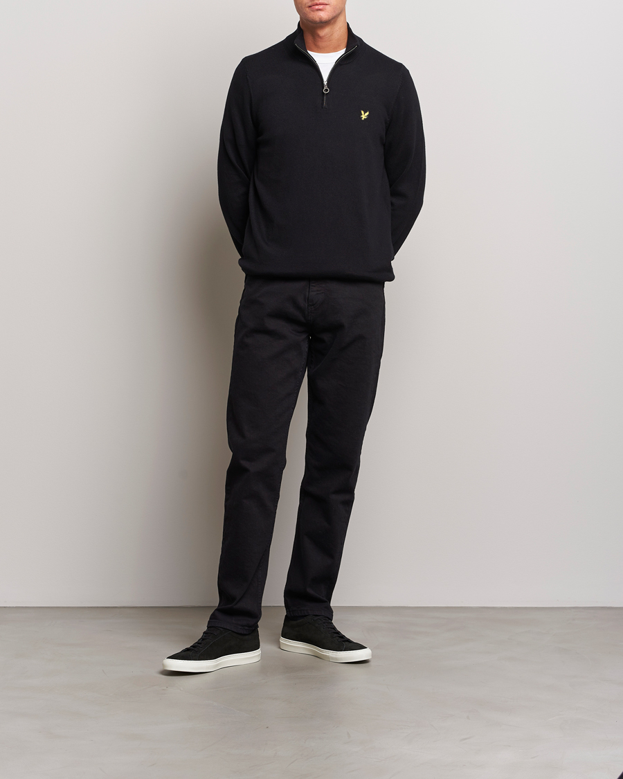 Herren | Pullover | Lyle & Scott | Cotton/Merino Half Zip Jet Black